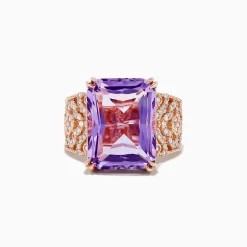 BH Multi Amethyst 14K Rose Gold Amethyst and Diamond Ring | Rings