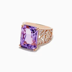 BH Multi Amethyst 14K Rose Gold Amethyst and Diamond Ring | Rings