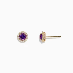 BH Multi Amethyst 14K Yellow Gold Amethyst and Diamond Earrings, 1.12 TCW | Earrings