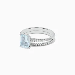 BH Multi Aquarius 14K Gold Aquamarine and Diamond Ring Set | Rings