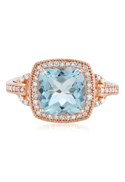 Effy Jewelry Aquarius 14K Rose Gold Aquamarine and Diamond Ring, 3.10 TCW | Rings