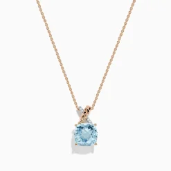 Effy Jewelry Aquarius 14K Rose u0026 White Gold Aquamarine and Diamond Pendant | Necklaces & Pendants