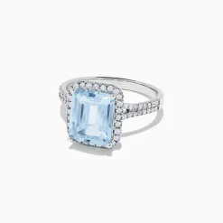 BH Multi Aquarius 14K White Gold Aqaumarine and Diamond Ring, 3.33 TCW | Rings