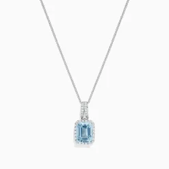 BH Multi Aquarius 14K White Gold Aquamarine and Diamond Pendant, 2.62 TCW | Necklaces & Pendants