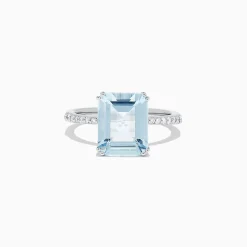 Effy Jewelry Aquarius 14K White Gold Aquamarine and Diamond Ring, 3.96 TCW | Rings