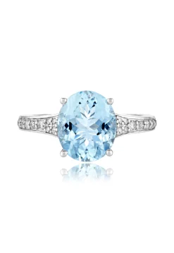 Effy Jewelry Aquarius 14K White Gold Aquamarine and Diamond Ring, 3.30 TCW | Rings