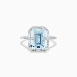 BH Multi Aquarius 14K White Gold Aquamarine and Diamond Ring | Rings