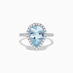 Effy Jewelry Aquarius 14K White Gold Aquamarine and Diamond Ring | Rings
