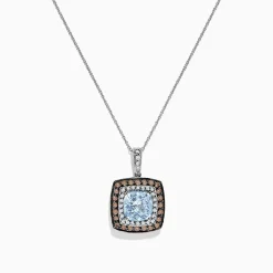 BH Multi Aquarius 14K White Gold Aquamarine and Diamond Pendant, 2.72 TCW | Necklaces & Pendants