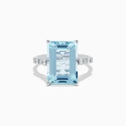 Effy Jewelry Aquarius 14K White Gold Aquamarine and Diamond Cocktail Ring | Rings