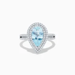 Effy Jewelry Aquarius 14K White Gold Aquamarine and Diamond Cocktail Ring | Rings