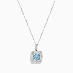 Effy Jewelry Aquarius 14K White Gold Aquamarine and Diamond Pendant | Necklaces & Pendants