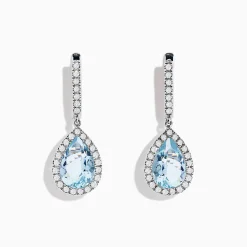 Effy Jewelry Aquarius 14K White Gold Aquamarine and Diamond Drop Earrings | Earrings