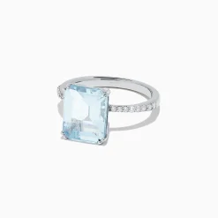 Effy Jewelry Aquarius 14K White Gold Aquamarine and Diamond Ring, 3.96 TCW | Rings