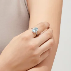 Effy Jewelry Aquarius 14K White Gold Aquamarine and Diamond Ring, 3.45 TCW | Rings