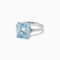 BH Multi Aquarius 14K White Gold Aquamarine and Diamond Ring, 4.12 TCW | Rings