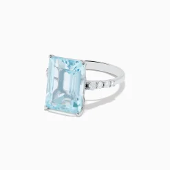 Effy Jewelry Aquarius 14K White Gold Aquamarine and Diamond Cocktail Ring | Rings