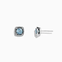 Effy Jewelry Aquarius 14K White Gold Aquamarine and Diamond Earrings, 0.88 TCW | Earrings