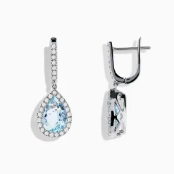 Effy Jewelry Aquarius 14K White Gold Aquamarine and Diamond Drop Earrings | Earrings