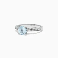 BH Multi Aquarius 14K White Gold Aquamarine and Diamond Ring, 1.09 TCW | Rings