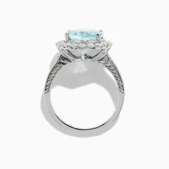 Effy Jewelry Aquarius 14K White Gold Aquamarine and Diamond Oval Ring | Rings