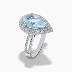 Effy Jewelry Aquarius 14K White Gold Aquamarine and Diamond Cocktail Ring | Rings