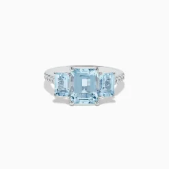 Effy Jewelry Aquarius 14K White Gold Diamond and Aquamarine Ring | Rings