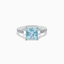 Effy Jewelry Aquarius 14K White Gold Diamond and Aquamarine Ring | Rings