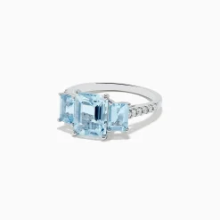 Effy Jewelry Aquarius 14K White Gold Diamond and Aquamarine Ring | Rings