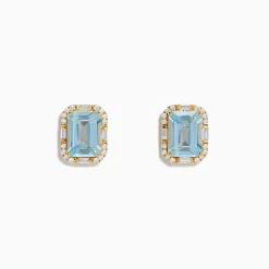 Effy Jewelry Aquarius 14K Yellow Gold Aquamarine and Diamond Earrings | Earrings