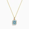 Effy Jewelry Aquarius 14K Yellow Gold Aquamarine and Diamond Pendant | Necklaces & Pendants