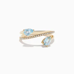 Effy Jewelry Aquarius 14K Yellow Gold Aquamarine and Diamond Ring | Rings
