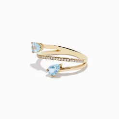 Effy Jewelry Aquarius 14K Yellow Gold Aquamarine and Diamond Ring | Rings