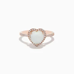 Effy Jewelry Aurora 14K Rose Gold Diamond and Opal Heart Ring | Rings