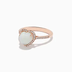 Effy Jewelry Aurora 14K Rose Gold Diamond and Opal Heart Ring | Rings