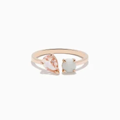 Effy Jewelry Aurora 14K Rose Gold Opal and Morganite Toi Et Moi Ring | Rings