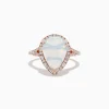 Effy Jewelry Aurora 14K Rose Gold Pear Shaped Opal and Diamond Ring | Rings