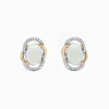 Effy Jewelry Aurora 14K Two Tone Gold Opal and Diamond Stud Earrings, 2.06 TCW | Earrings