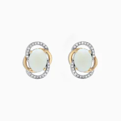 Effy Jewelry Aurora 14K Two Tone Gold Opal and Diamond Stud Earrings, 2.06 TCW | Earrings