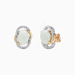 Effy Jewelry Aurora 14K Two Tone Gold Opal and Diamond Stud Earrings, 2.06 TCW | Earrings