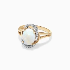 Effy Jewelry Aurora 14K Two Tone Gold Opal and Diamond Ring, 1.49 TCW | Rings