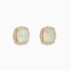 Effy Jewelry Aurora 14K Yellow Gold Diamond and Opal Stud Earrings | Earrings