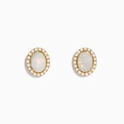 Effy Jewelry Aurora 14K Yellow Gold Opal and Diamond Stud Earrings | Earrings