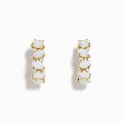 Effy Jewelry Aurora 14K Yellow Gold Opal and Diamond Hoop Earrings | Earrings