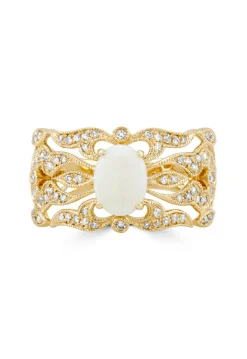 Effy Jewelry Aurora 14K Yellow Gold Opal and Diamond Ring, 0.97 TCW | Rings