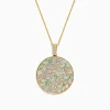 BH Multi Aurora 14K Yellow Gold Opal and Diamond Filagree Pendant, 3.76 TCW | Necklaces & Pendants