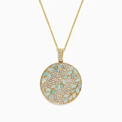 BH Multi Aurora 14K Yellow Gold Opal and Diamond Filagree Pendant, 3.76 TCW | Necklaces & Pendants