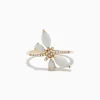 Effy Jewelry Aurora 14K Yellow Gold Opal and Diamond Butterfly Ring | Rings