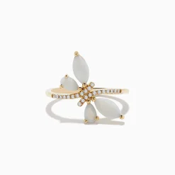 Effy Jewelry Aurora 14K Yellow Gold Opal and Diamond Butterfly Ring | Rings