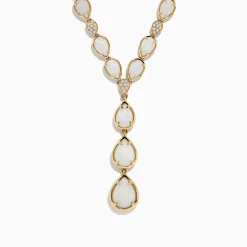 Effy Jewelry Aurora 14K Yellow Gold Opal and Diamond Y Necklace | Necklaces & Pendants